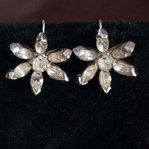 Vintage Early Eisenberg Rhinestone Crystal Earrings Screwback Scarce MCM WWII